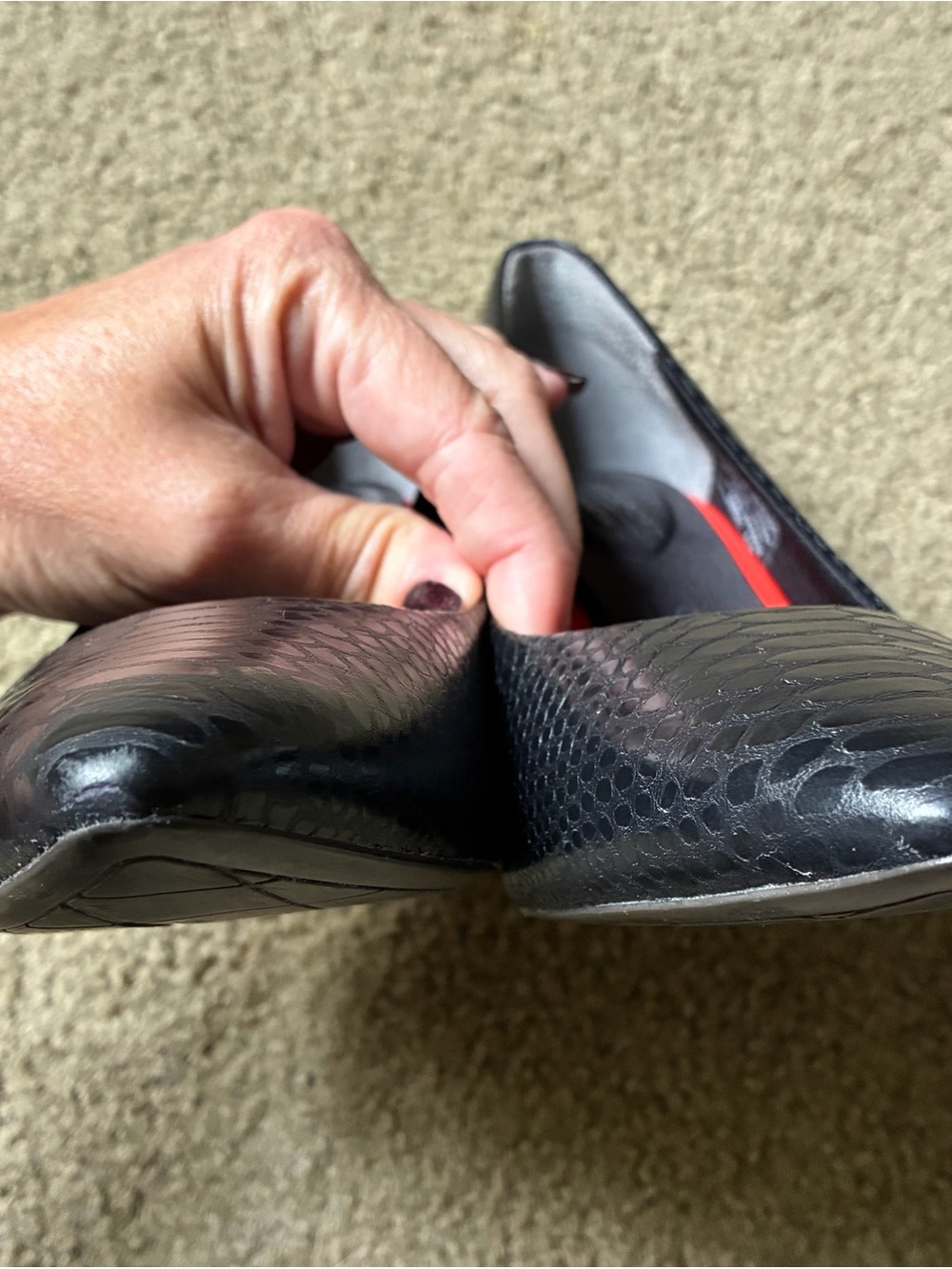 Rockport Black Leather High Heels Snakeskin Pointed-Toe Pumps Shoes Size 6.5 - Picture 11 of 13